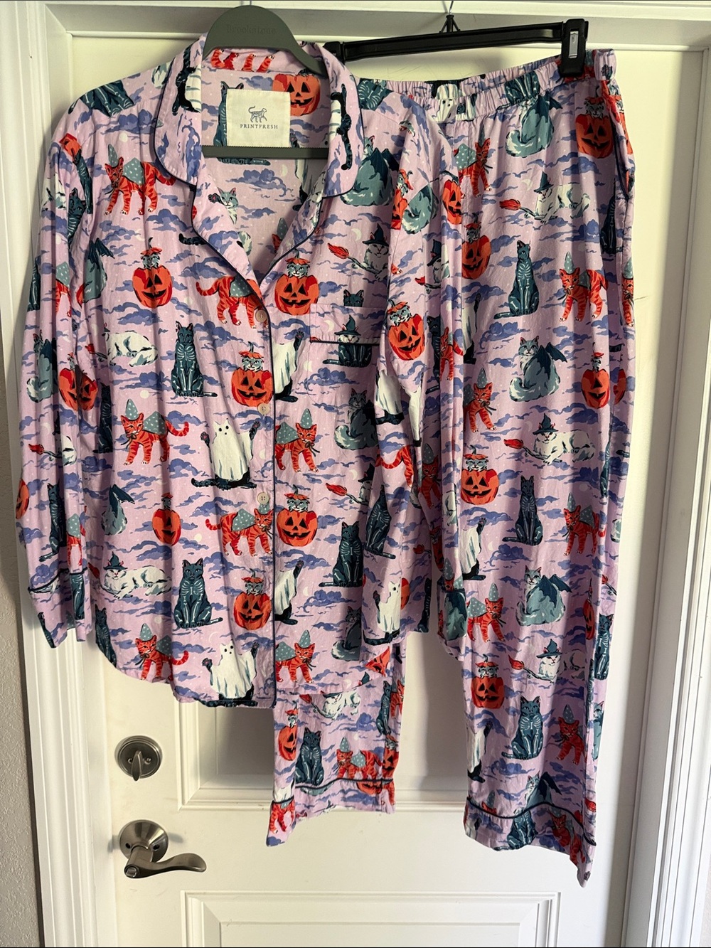 Printfresh Halloween Cats Pajamas Long Sleeve XL Long Pants L Set